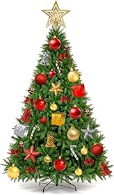 130PCS Enfeites De Natal Para Árvore, Bolas De Natal Grandes,Decoração De Natal, Kit Natalino Bolas De Natal Vermelho/Dourada/Prata,Crie facilmente uma árvore de Natal deslumbrante.