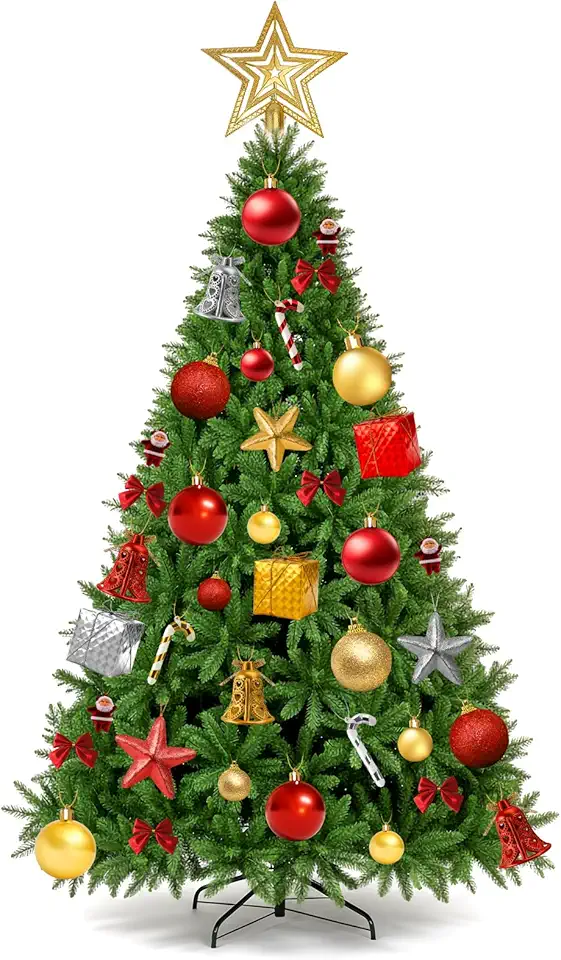 130PCS Enfeites De Natal Para Árvore, Bolas De Natal Grandes,Decoração De Natal, Kit Natalino Bolas De Natal Vermelho/Dourada/Prata,Crie facilmente uma árvore de Natal deslumbrante.