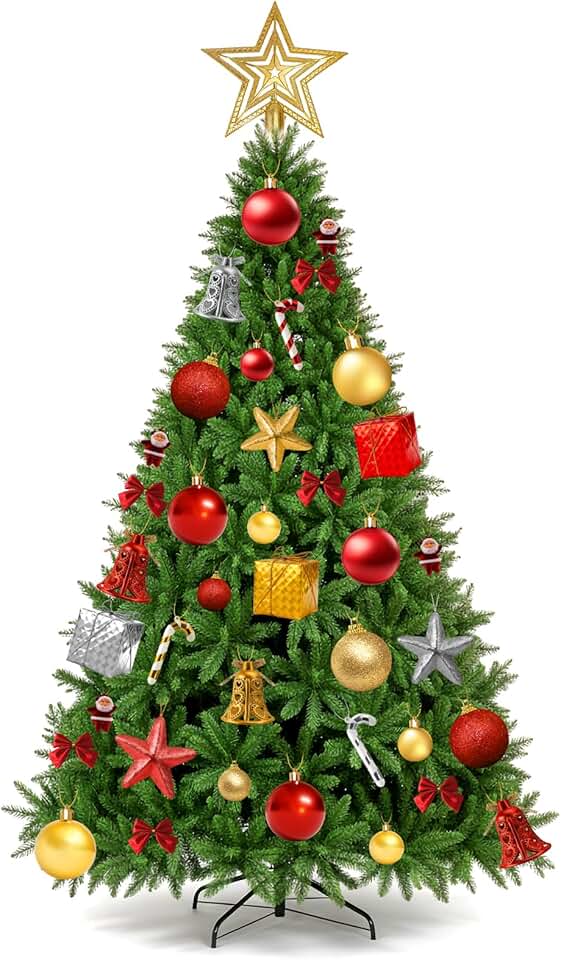 130PCS Enfeites De Natal Para Árvore, Bolas De Natal Grandes,Decoração De Natal, Kit Natalino Bolas De Natal Vermelho/Dourada/Prata,Crie facilmente uma árvore de Natal deslumbrante.