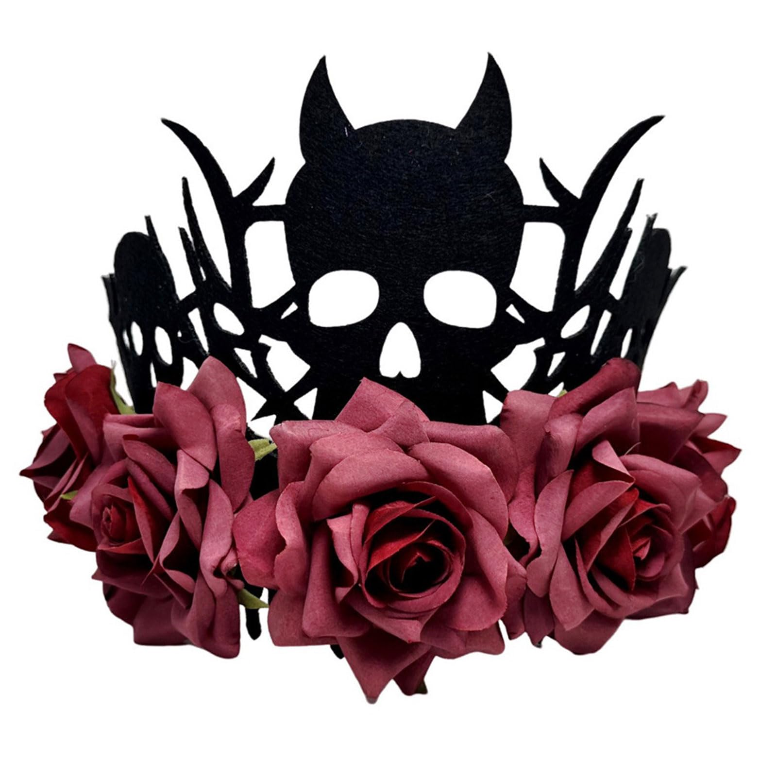 MICFENY Reusable Rose Flower Witch Crowns Halloween Party Headwear Lightweight Costume Decoration