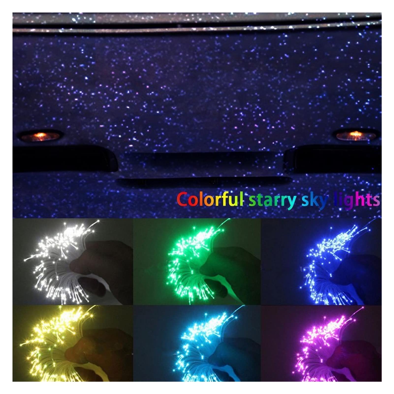 DC12V 6W RGB. Światła gwiazdy dachowej samochodu PROWADZONY Włókno Star Sufit Light Kit Wnętrze Gwiaździste światło otoczenia z Aplikacja RF. Kontrola głosu Wysoka Wydajność(200PCS x 75mm x 2M)