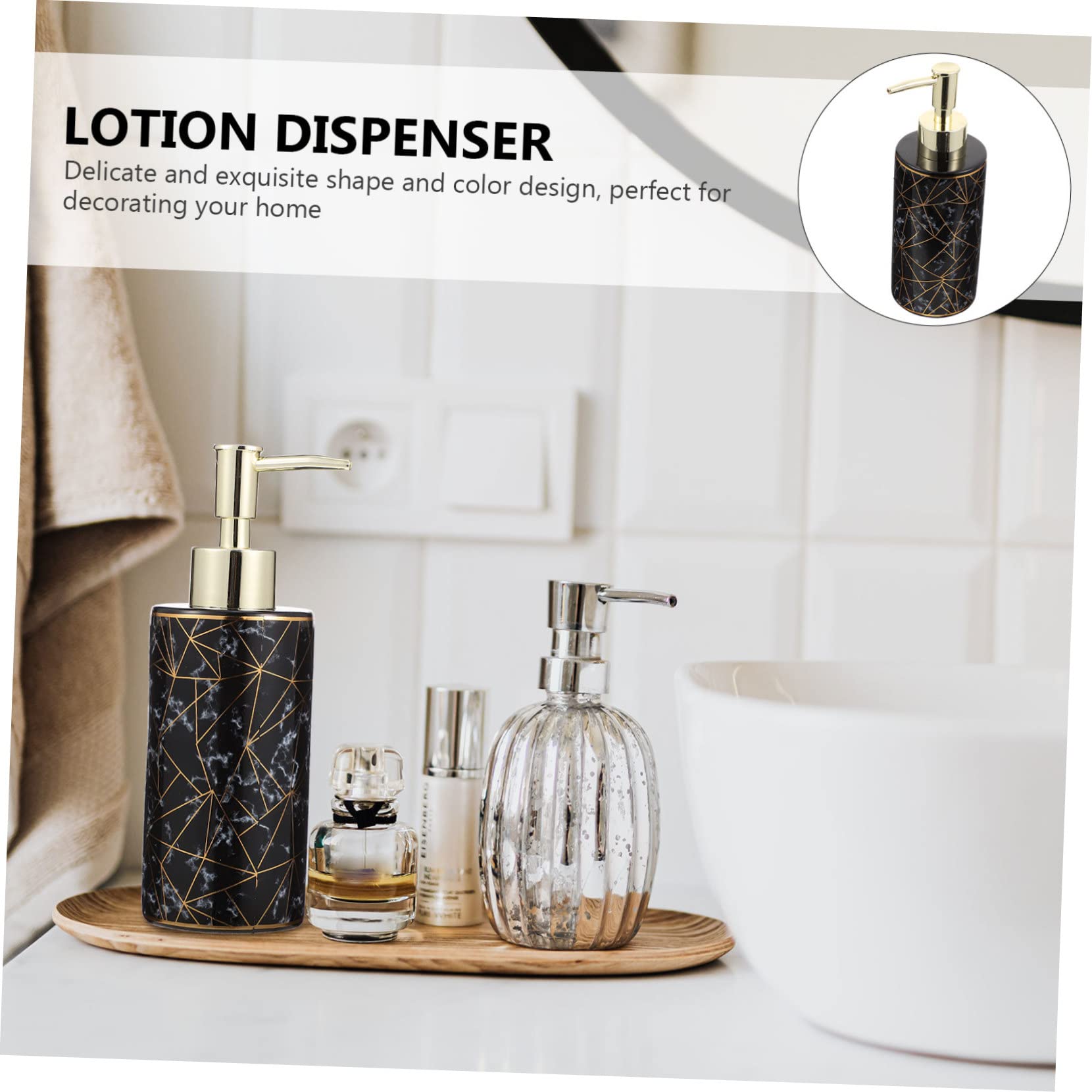 TOPBATHY 2pezzi Dispenser Per Lozione Ceramica e Design Elegante Con Motivo Marmo Per Bagno e Viaggi Facile Da Pulire e Ricaricare Sicuro e Pratico Per Uso Quotidiano