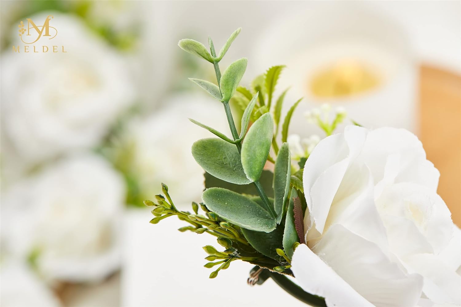 Meldel Ivory Rose Boutonniere for Men,Set of 6,Groom and Best Man Boutonnieres with Artificial Flower,for Wedding Ceremony Anniversary, Formal Dinner Party, Fall Vintage Rustic Marriage Prom - Image 8