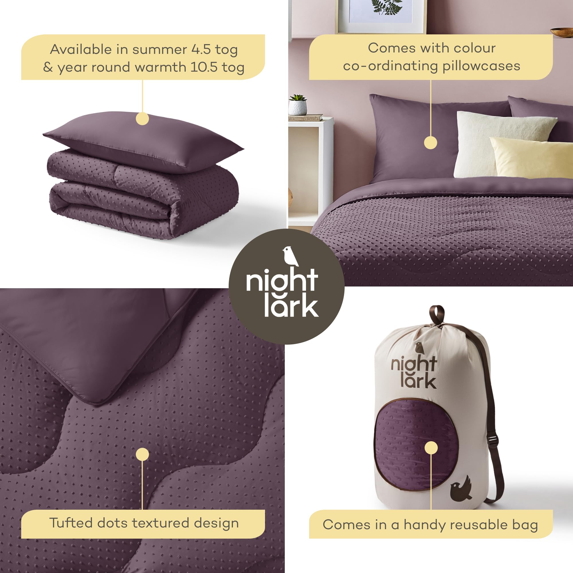Couette Sans Housse Night Lark 4.5 Tog King - Luxe, Hypoallergénique, Lavable Machine, Bleu Crépuscule