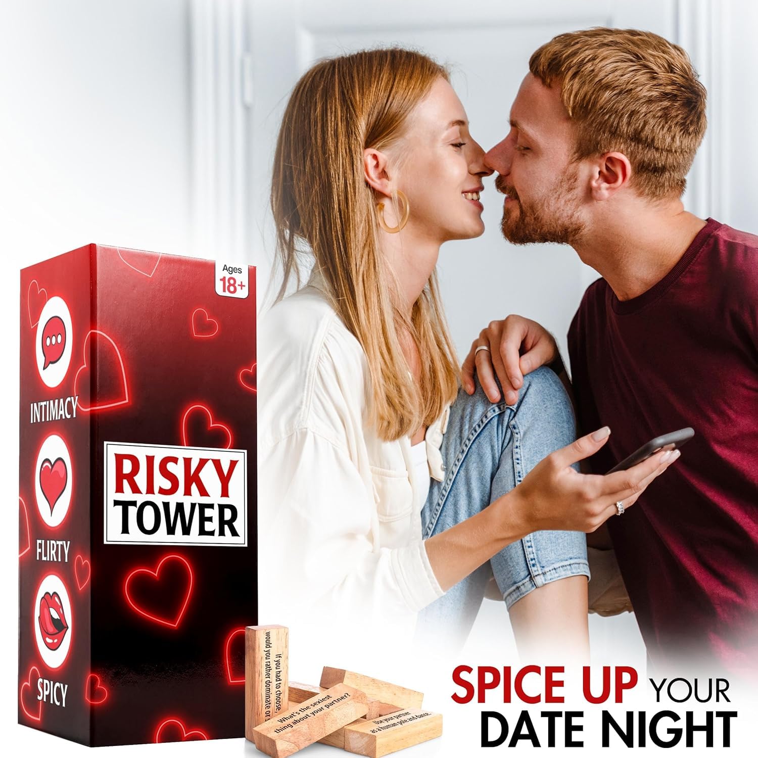 Couples Game Gifts for Him&Her-date night game-54 Fun Stacking Blocks for Girlfriend Boyfriend,Wife,Husband - Image 3