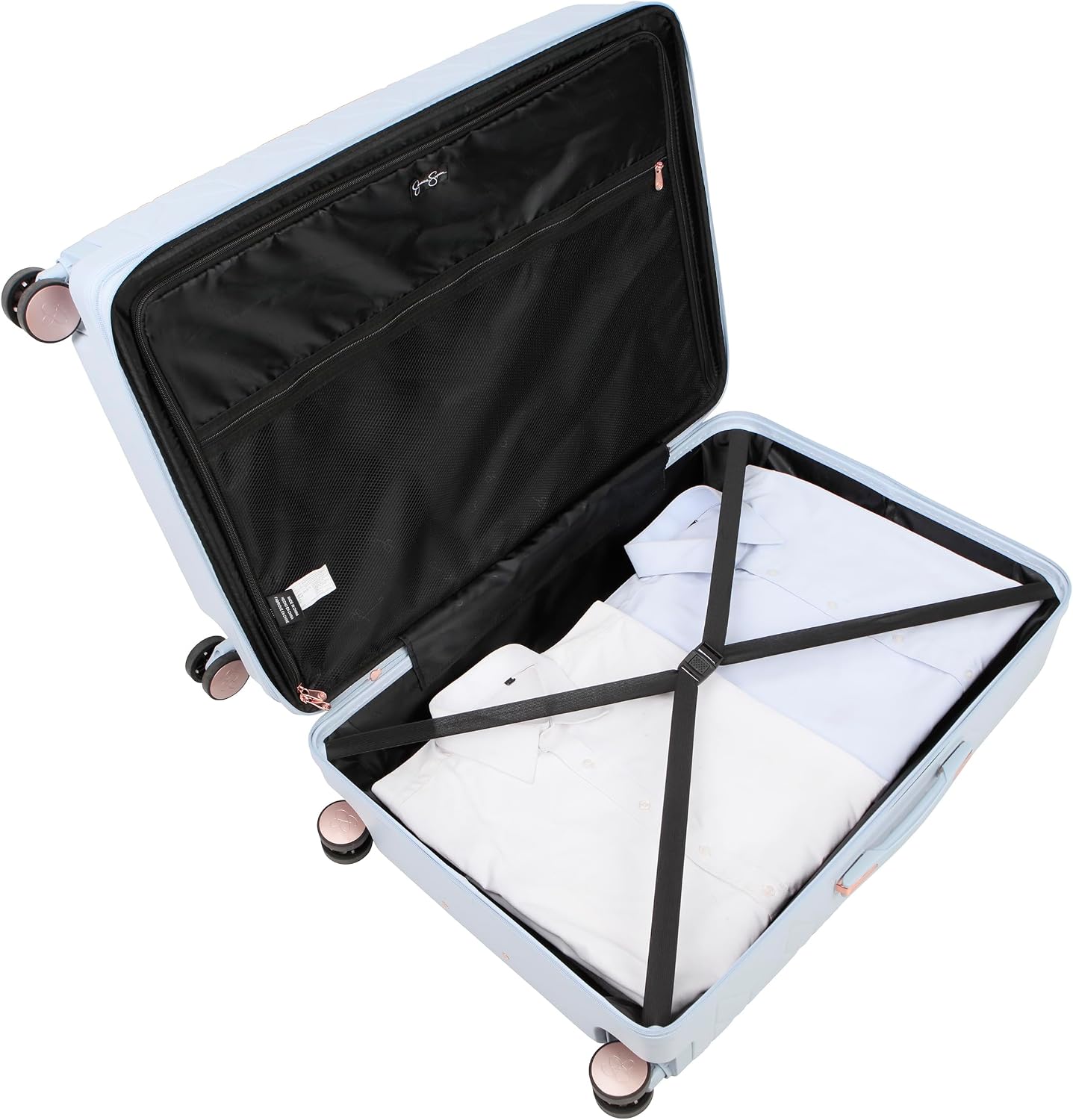 Jessica Simpson Aris 28" Expandable 8-Wheel Spinner Large Checked Luggage Suitcase, Niagara Mist