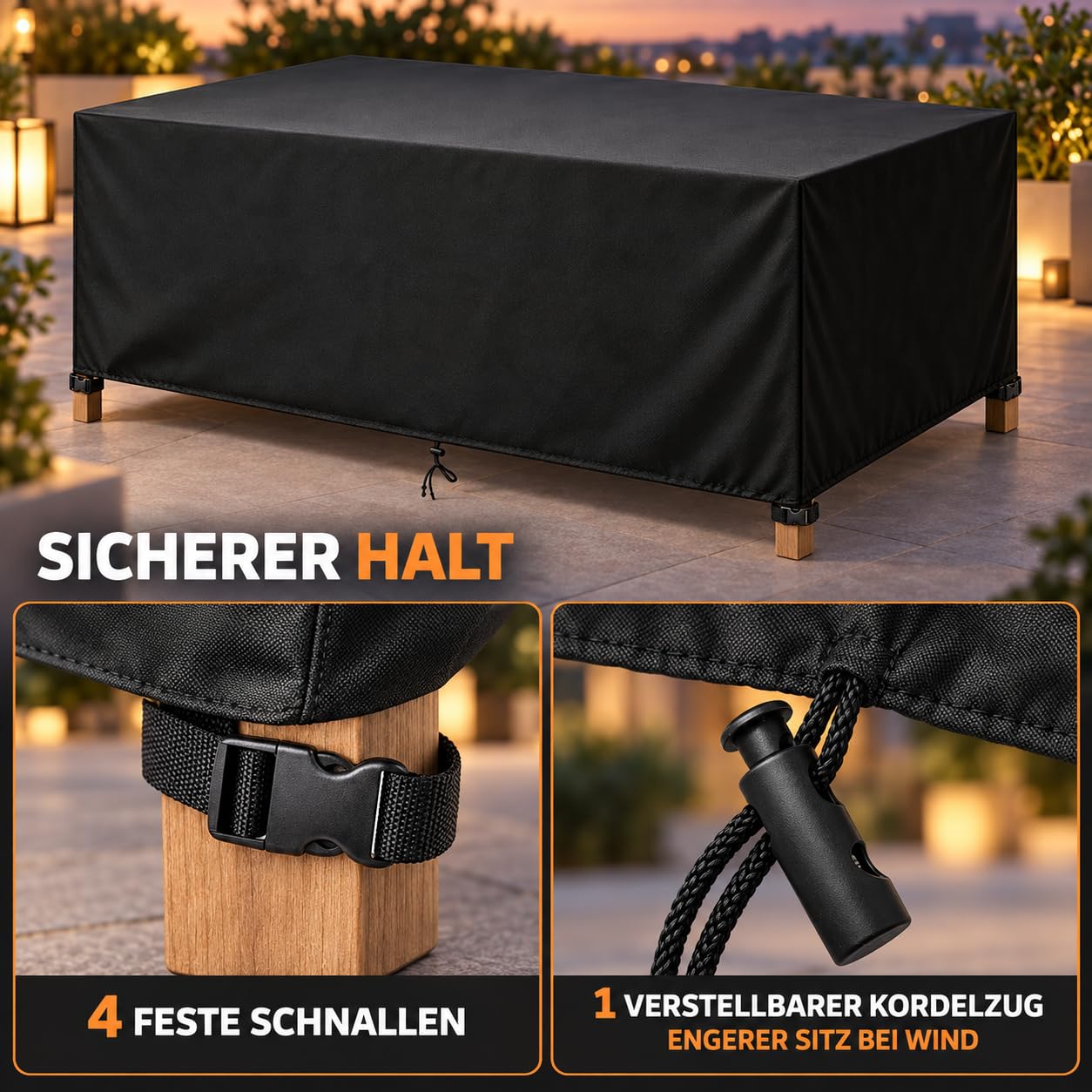 Gartenmöbel Abdeckung Wasserdicht 270x210x90cm Sitzgruppe Gartentisch