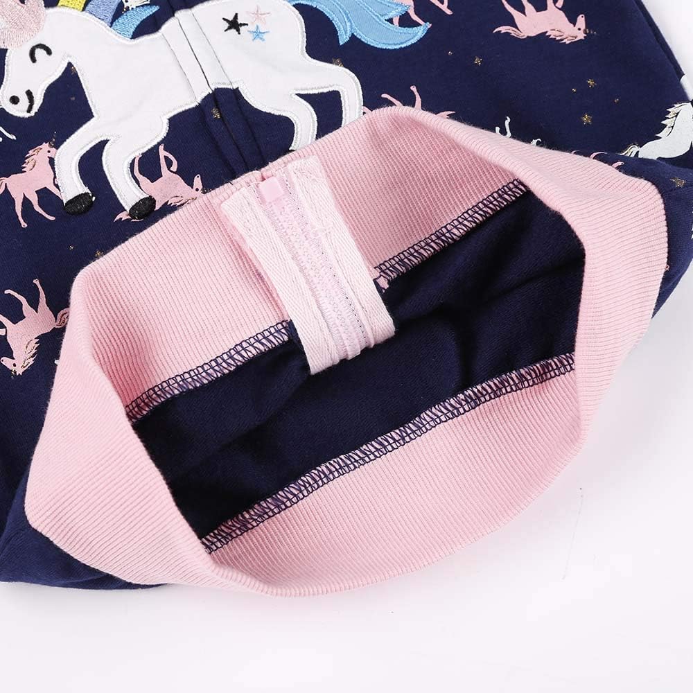 Little Girl Zip Up Hoodie Unicorn Rainbow Hooded Sweatshirt Back to School Jacket Pink Outerwear 6T - Image 5