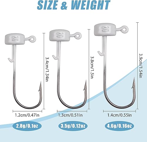 Miniatura 10 de Ned Rig - Cebos de pesca con cabezas de calceta para señuelos suaves, 25 unidades, 110 onzas, 18 onzas, 16 onzas