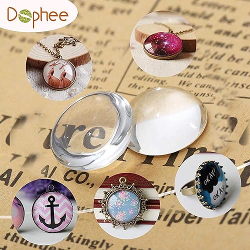 Miniatura 5 de Azulejos de cúpula de cristal, 10 unidades de 1.969 in, juego de cabujones de cúpula redonda transparente con parte trasera plana para manualidades,