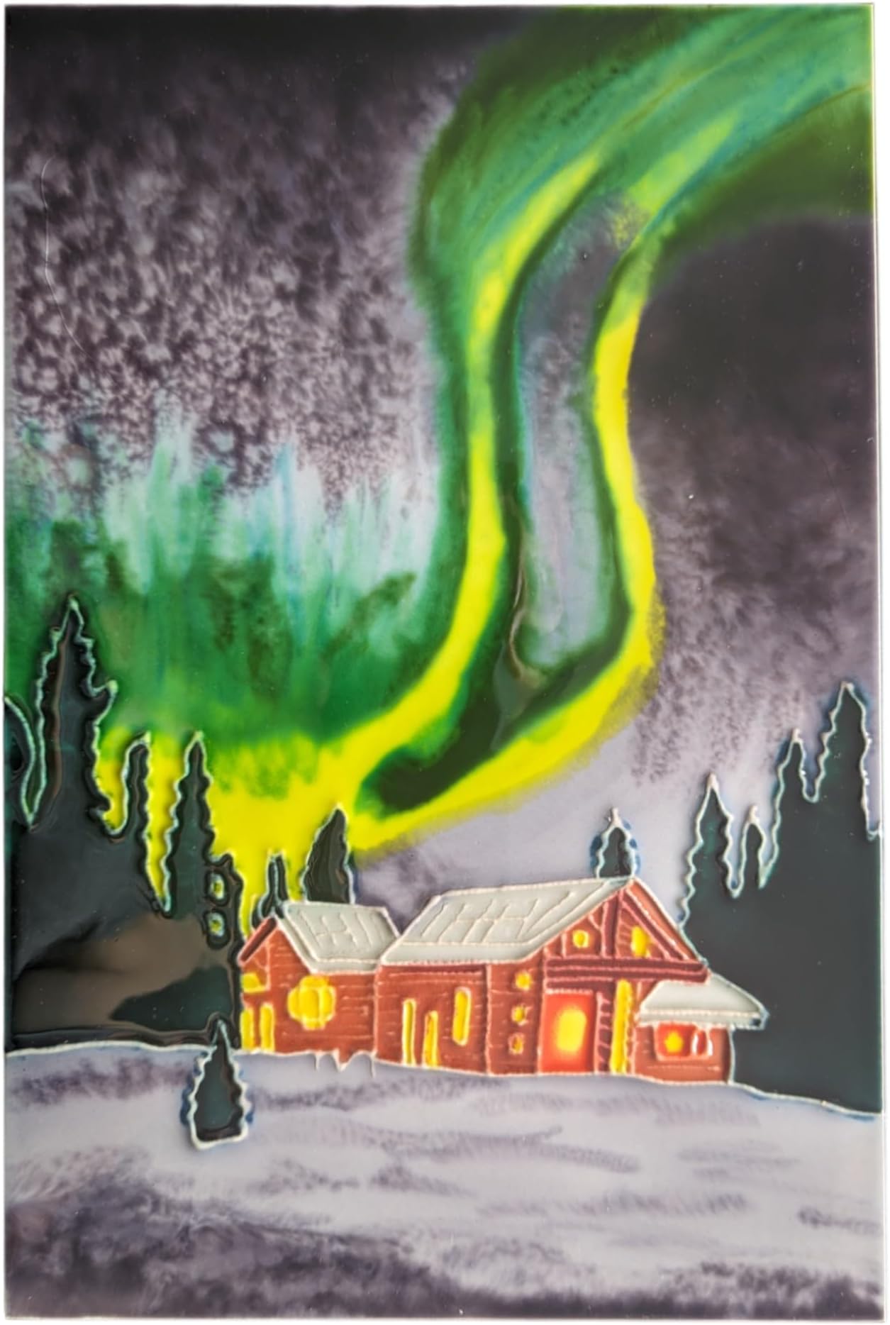 Benaya - Handcrafted Ceramic Art –Ceramic Tile - Home Decor (Art Deco, 8x12, Northern Lights)