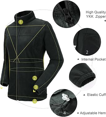CAMEL CROWN Women Full Zip Fleece Jackets with Pockets Soft Polar Fleece Coat Jacket Sweater for Spring Outdoor