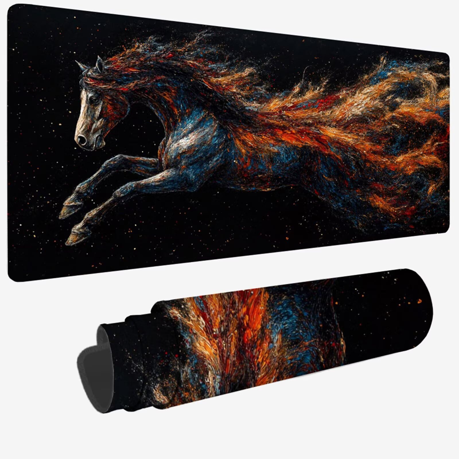Podkładka pod mysz XXL 1200 x 600 x 3 MM, duża czarna podkładka pod mysz z wodoodporną i antypoślizgową gumą koń pod ręką zszyte krawędzie, poprawia precyzję i szybkość dla gracza W-1056