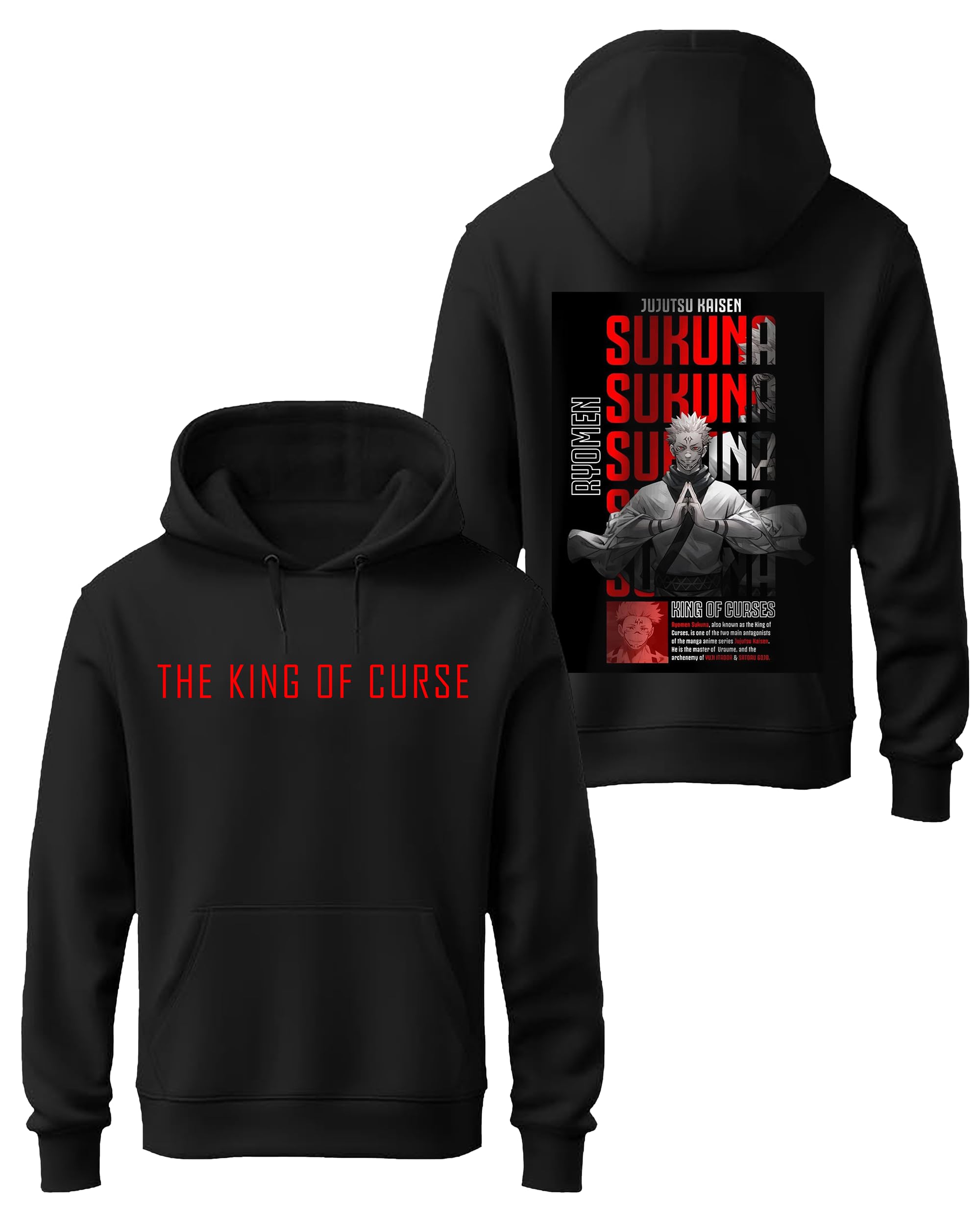 Boys Jujutsu Kaisen Sukuna Hoodie – Anime Graphic Pullover Sweatshirt (08Y-09Y to 17Y-18Y)-image-40