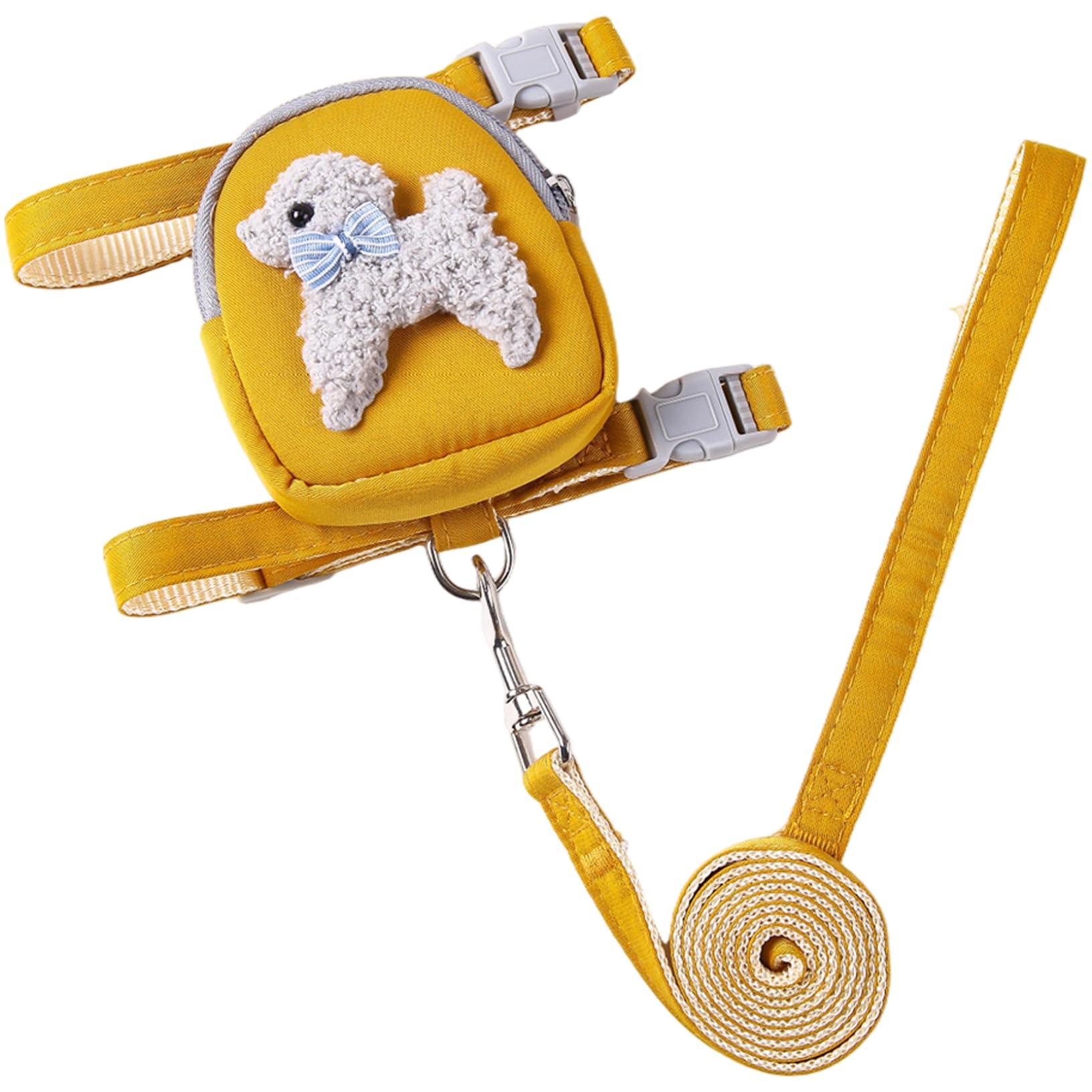 Otbushit Dog Backpack Harness with Pockets โ Cute Soft Dog Backpack with Adjustable Leash and Snack Bag for Small Dogs and Cats 2-10kg, Yellow โ image 1
