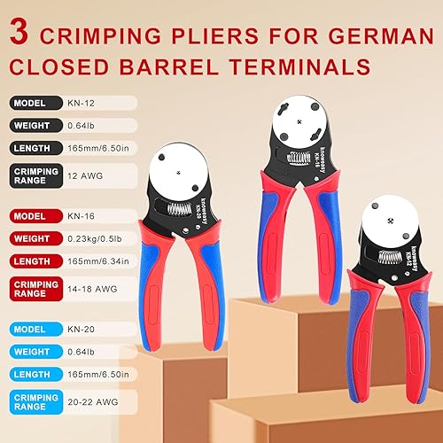 Miniatura 2 de Knoweasy Deutsch Kits de crimpadora para conectores Deutsch DT crimpadora de barril cerrado y barril abierto, herramienta de extracción de Deutsch,