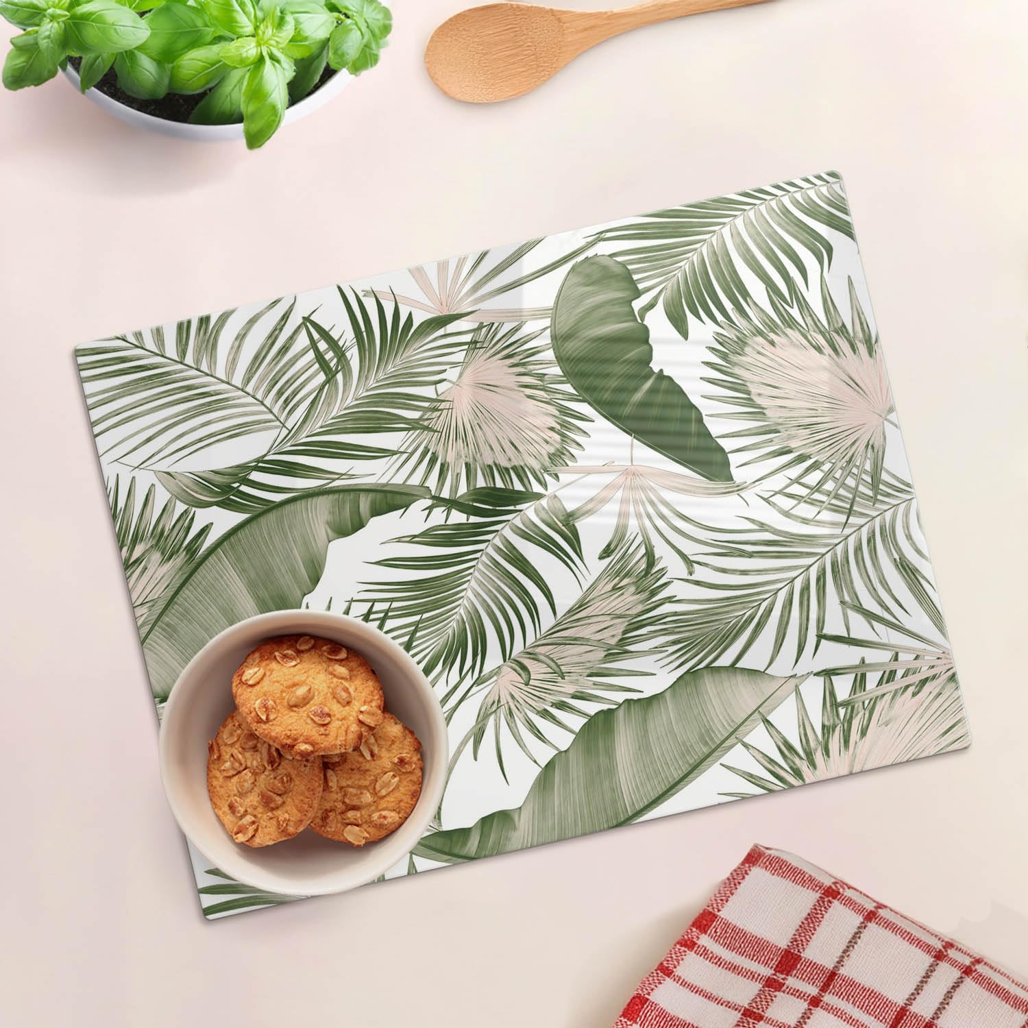 Modello termoresistente: Tagliere in vetro 40x30 cm Foglie di palma