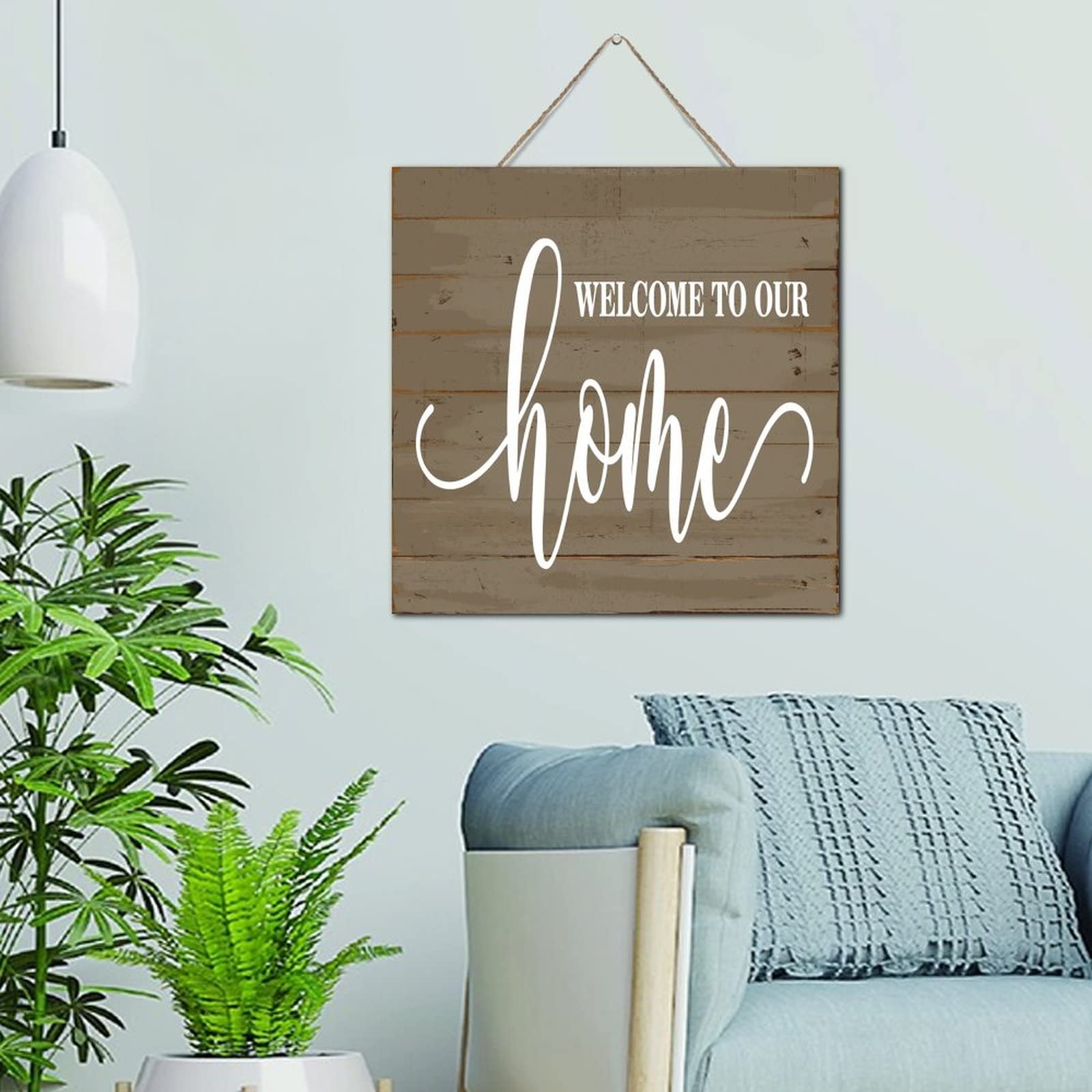 Panneau bienvenu en bois pour habiller un mur vide decoration rustique suspendre