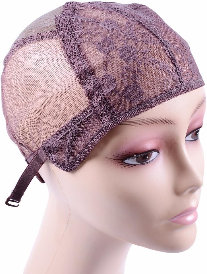 Double Lace Wig Cap for Making Wigs With Adjustable Strap on the Back Glueless Wig Caps Hairnets (Brown S 52cm) - Image 4