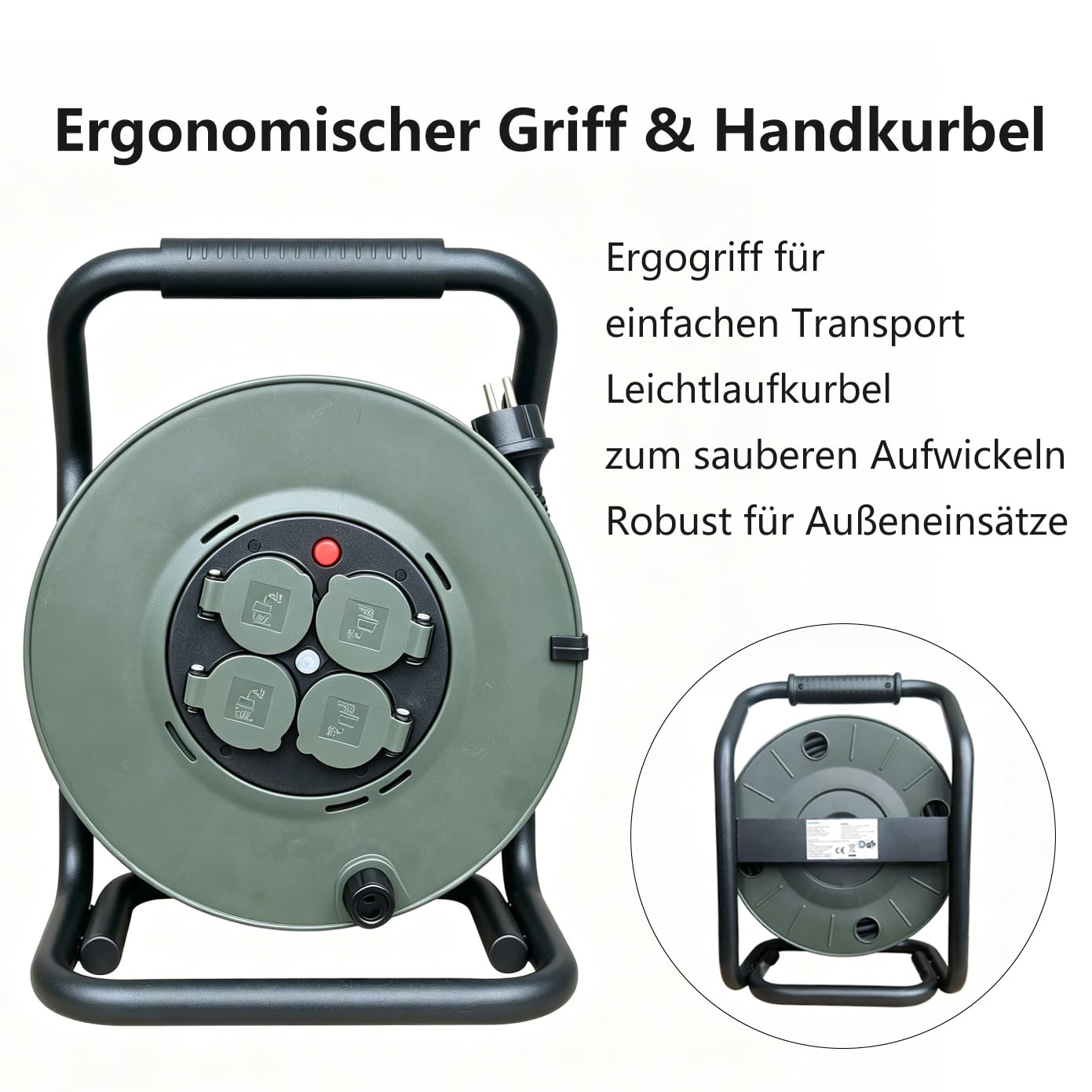 Outdoor Kabeltrommel 50m IP44 mit Schalter