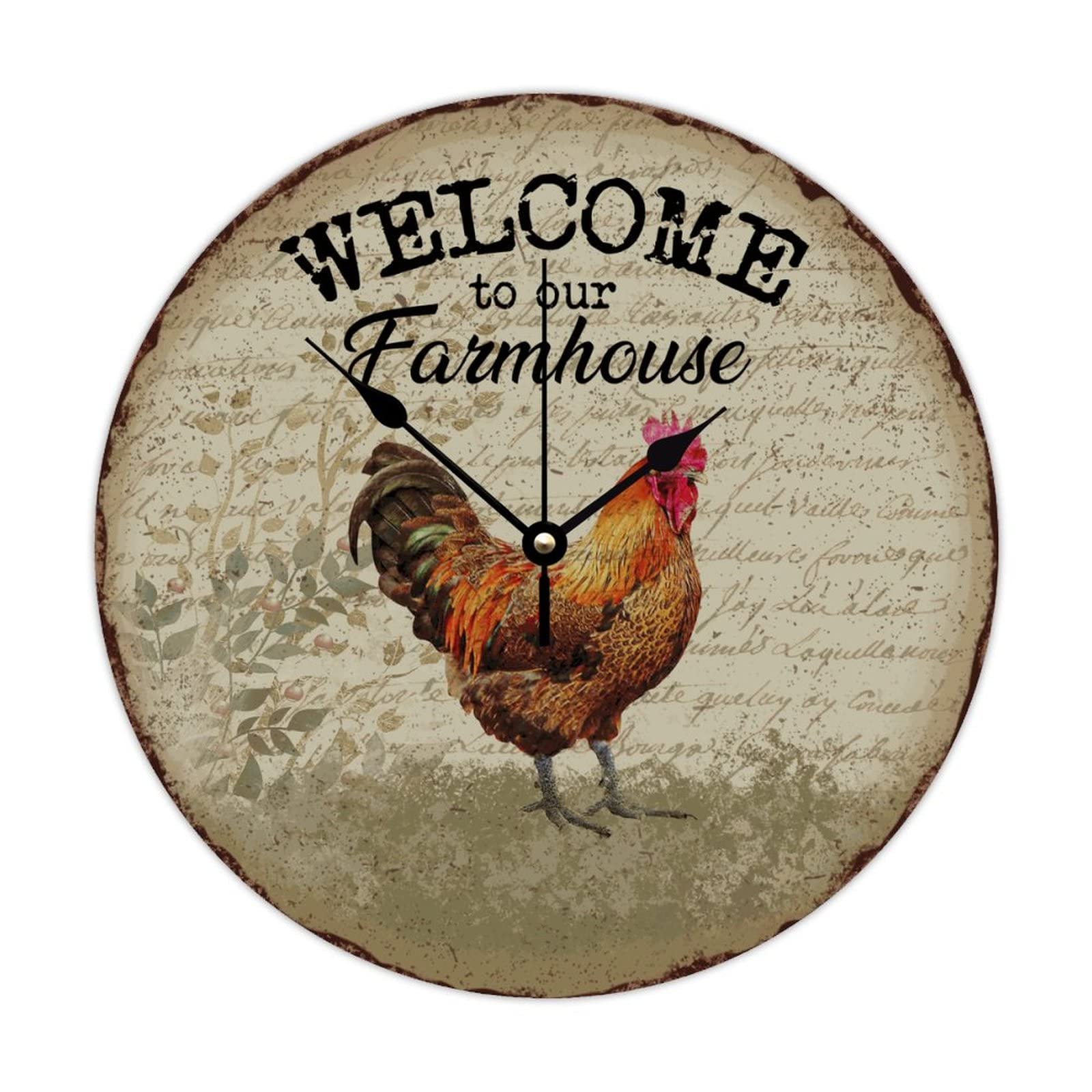 Horloge cadeau amusant coq en bois pour pendaison de crémaillère