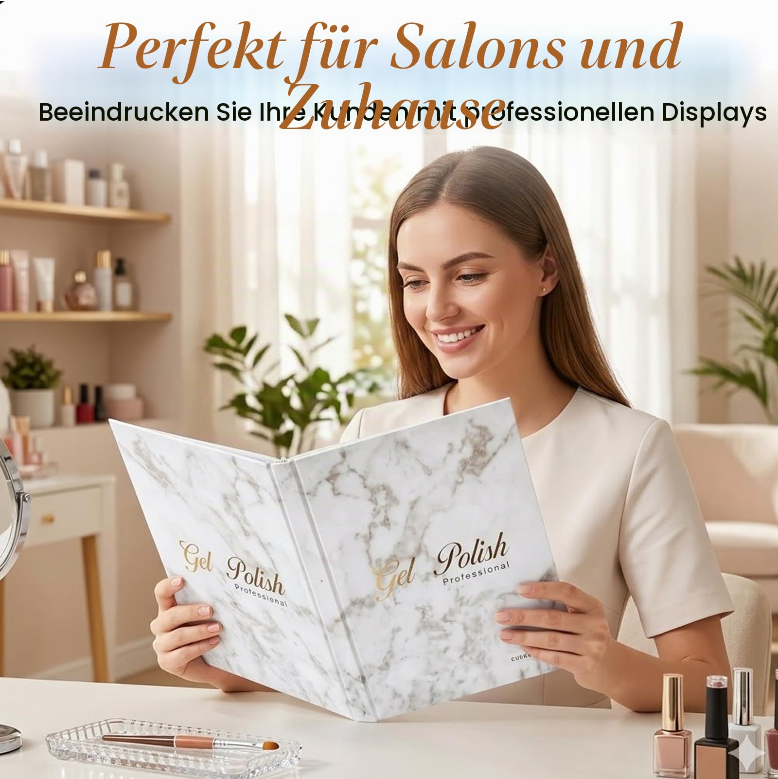 Nail Art Zubehör, Nagel Display Buch mit 240 Leeren Tips, Tragbarer Falt-Organizer für Salon-Profis Nageldesign, Nummeriert für einfache Farbwahl