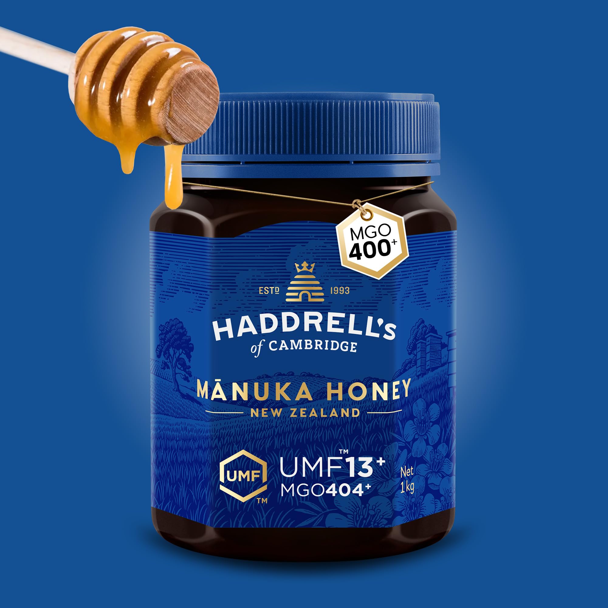 Haddrell's of Cambridge | Miel de Manuka MGO 400+ (UMF 13+) | Gran Formato | 1000g