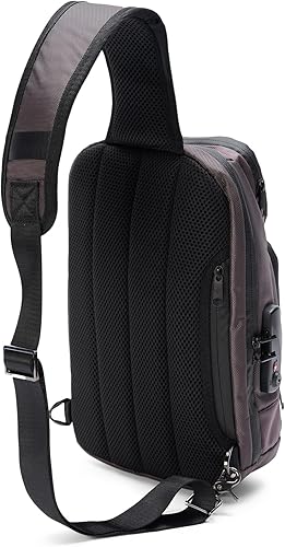 Miniatura 6 de Equinox - Mochila bandolera antirrobo, combinación antirrobo, bolsa de hombro impermeable cruzada casual, Grafito, Bandolera bandolera cruzada