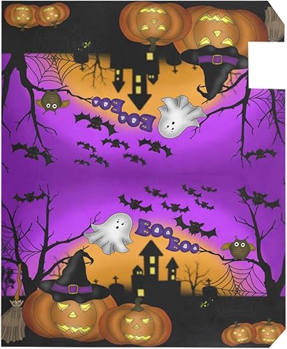 Miniatura 3 de Wamika - Fundas para buzones de calabaza, tamaño estándar, diseño de búho fantasma, murciélago, castillo, boo, color morado, 21 x 18 pulgadas