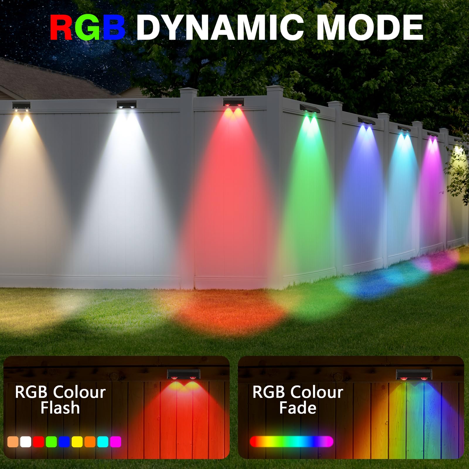 Solarlampen für außen garten,4st solar wandleuchten für außen,P65 Wasserdicht LED Solarleuchten Solar für balkon ,9 Farben 11 Modi RGB beleuchtung Zaunleuchten für garten,Garage,Pools,Terrasse