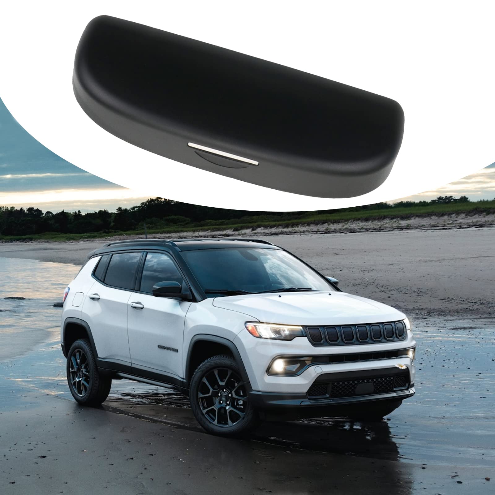 BIXUAN Compass 2024 contenitore per maniglia della porta, compatibile con Jeep Compass MP 2017-2024 2025, porta occhiali da sole, custodia per occhiali, organizer 2 cacciaviti (nero)