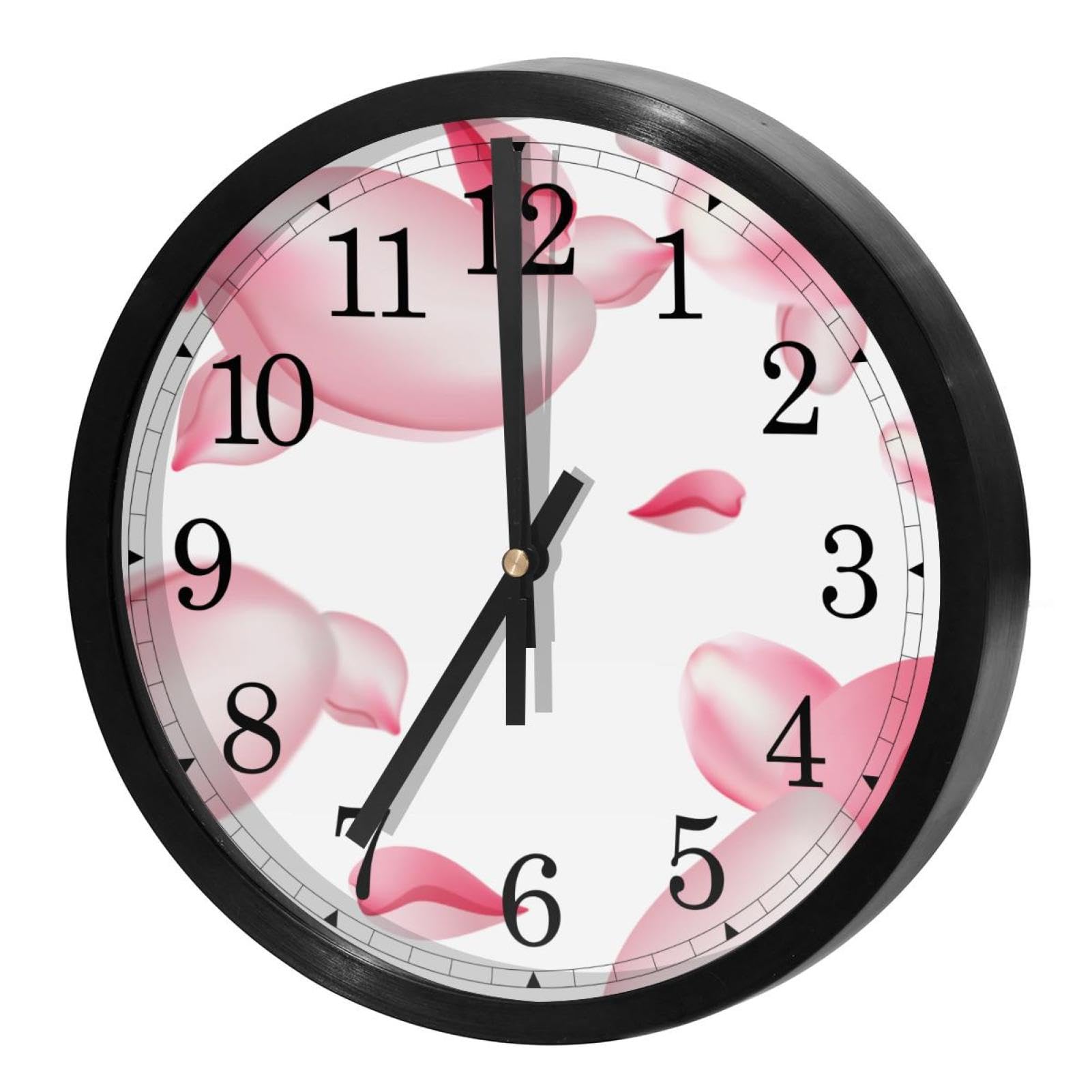 Horloge murale silencieuse à quartz motif fleur de cerisier rose pour décoration de cuisine