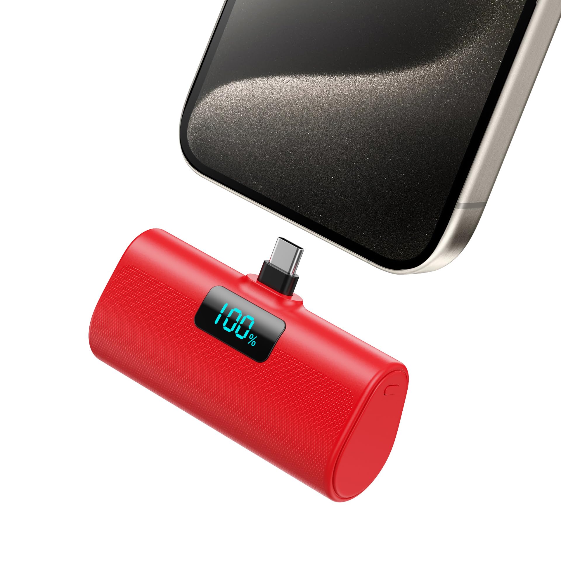 Small Portable Charger 5200mAh,Upgraded PD USB C Power Bank Built-in USB-C Connector,LCD Display Battery Pack,Compatible with iPhone 17/16/15/15 Plus/