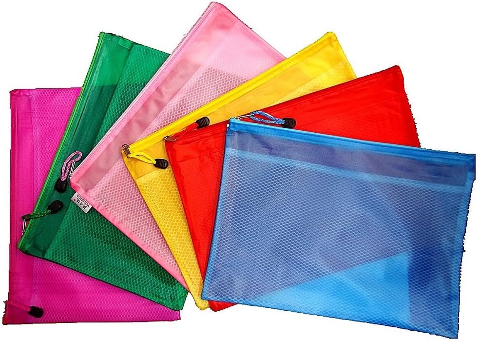 Zipper Pouches Mesh File Folder Bags for Office Documents, Zippered Water-Resistant PVC Bag Storage Pouch for Organizer Papers, Certificates and Travel Accessories (USA Letter Size, A4 15.4''x11'')