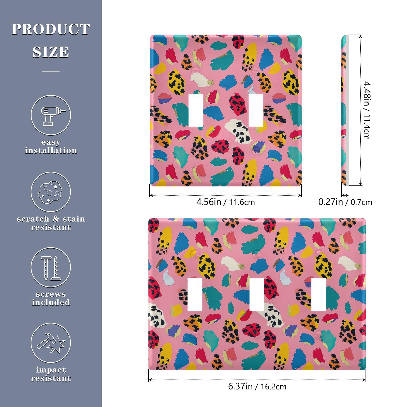 UMIRIKO Colorful Leopard Pink Light Switch Cover Plate Covers Decorative Double Toggle Home Decor 202b5860