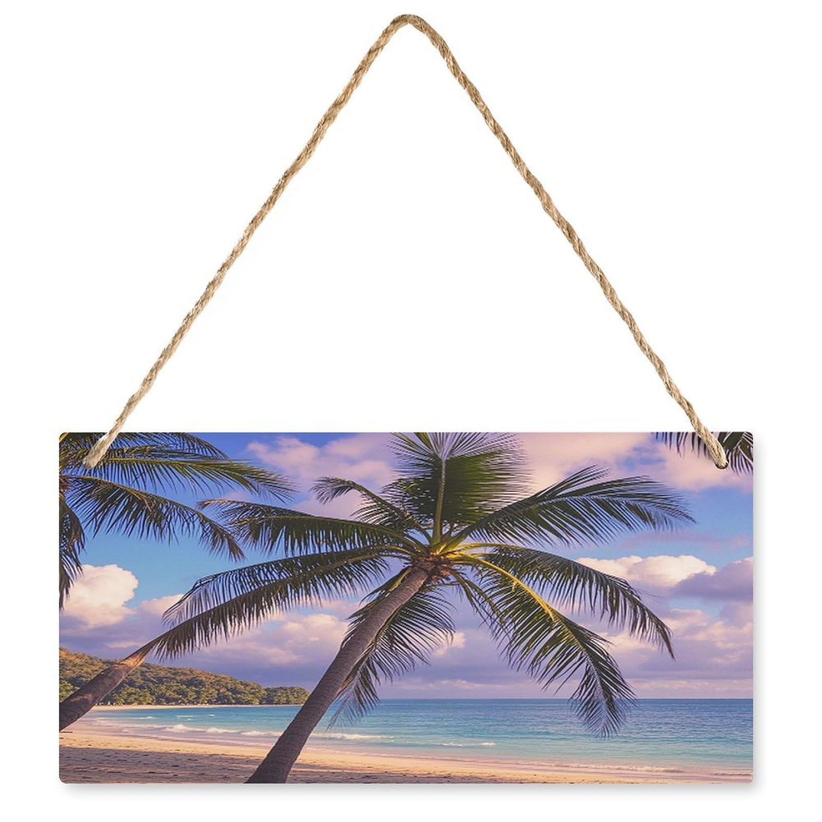 Letrero de madera de palmera tropical placa rectangular para pared 25x12.5 cm