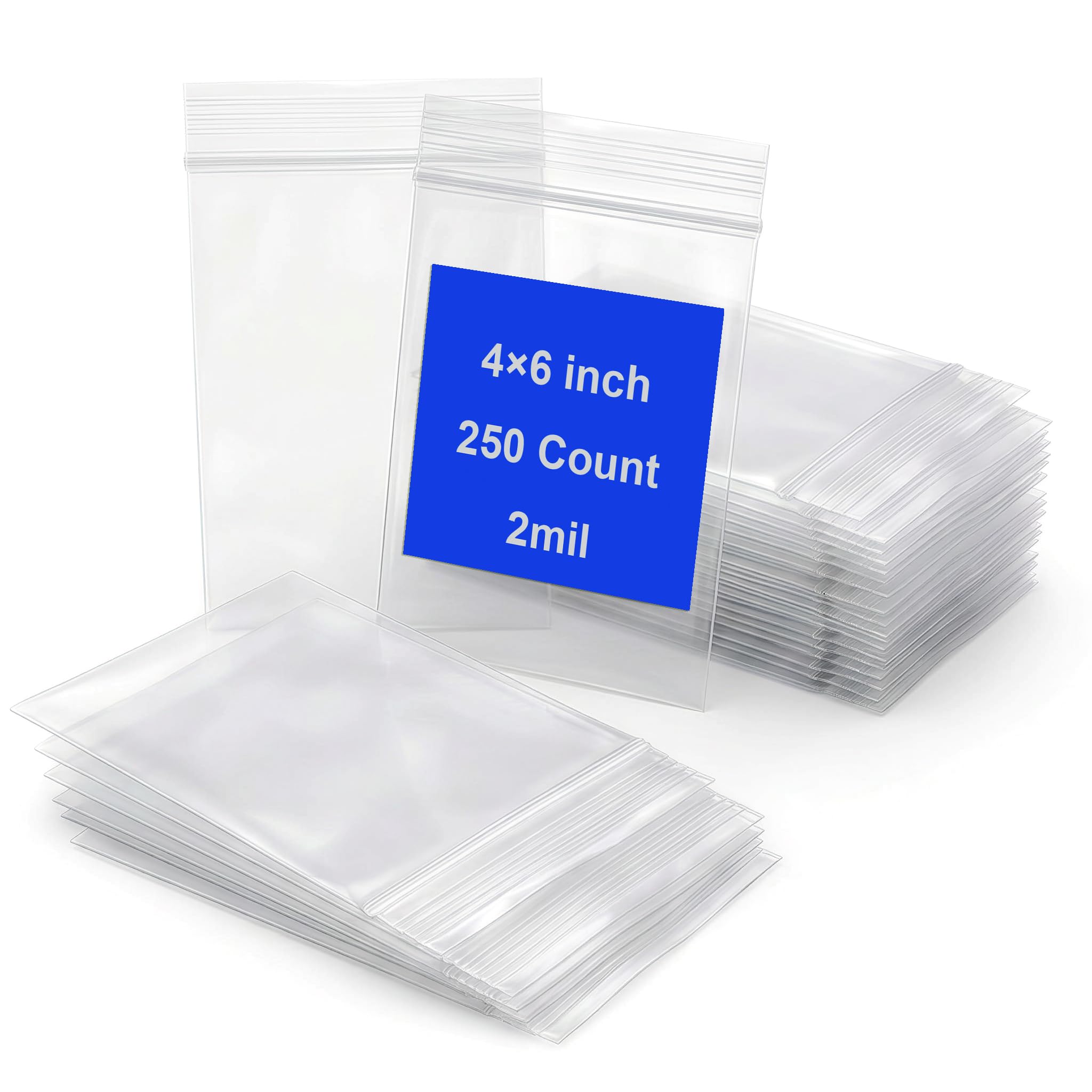 UFCOELPT 4x6 Plastic Bags, 250 Pcs - Small Plastic Bags 4 x 6 for Jewelry, Beads & Pills, 2 Mil Clear Mini Baggies, Resealable Bags, Zip Reclosable