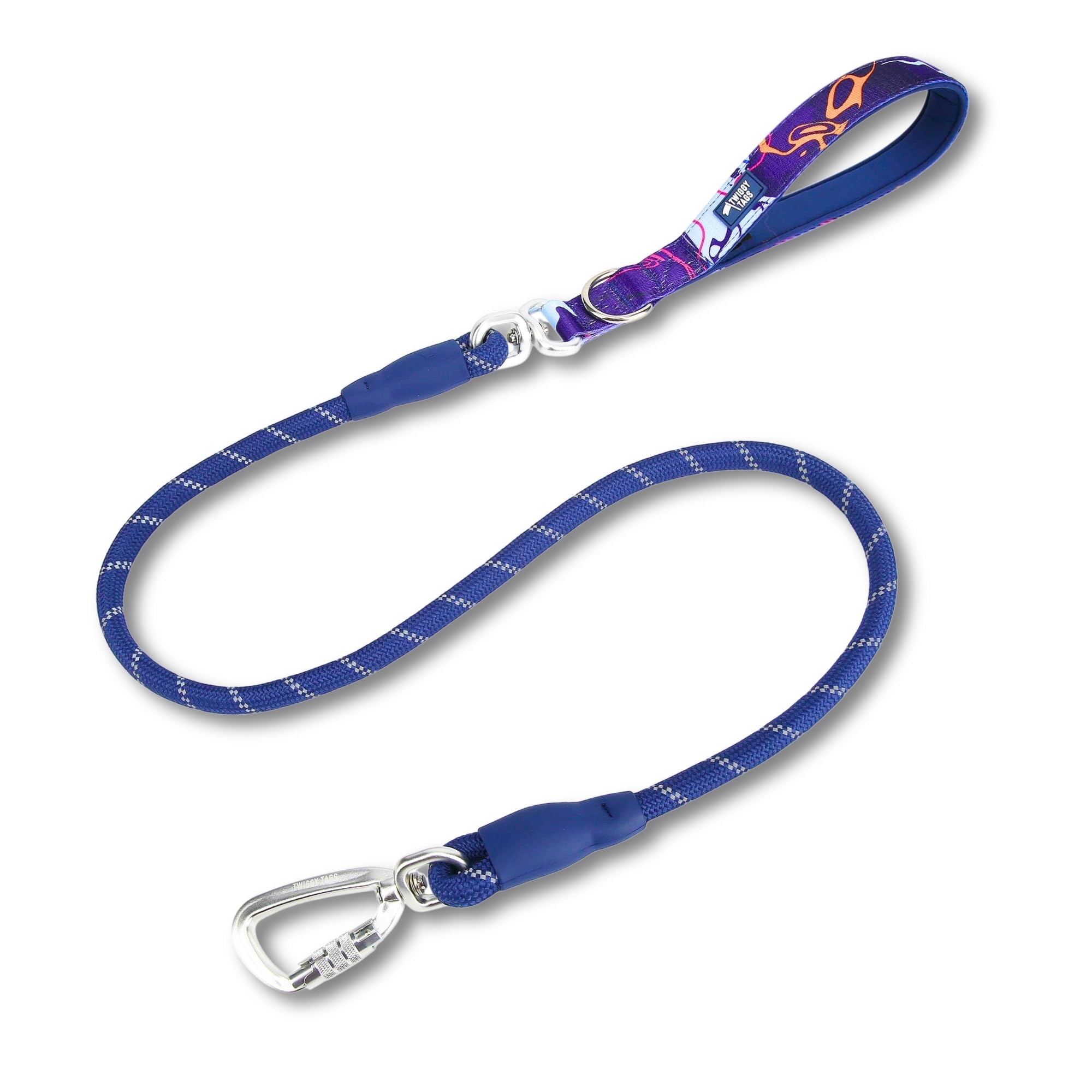 Twiggy Tags Recycled Rope Lead | Strong Rope Dog Lead | Reflective Locking Carabiner & Durable | Suitable For All Dog Breeds (Nebula Navy Blue)