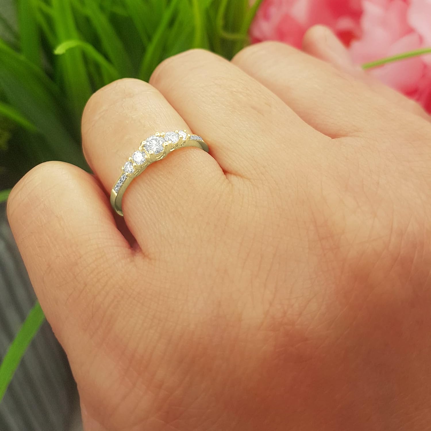 Dazzlingrock Collection Round White Natural Diamond 5 Stone Engagement Ring for Women (0.40 Ctw) in Real Solid Gold