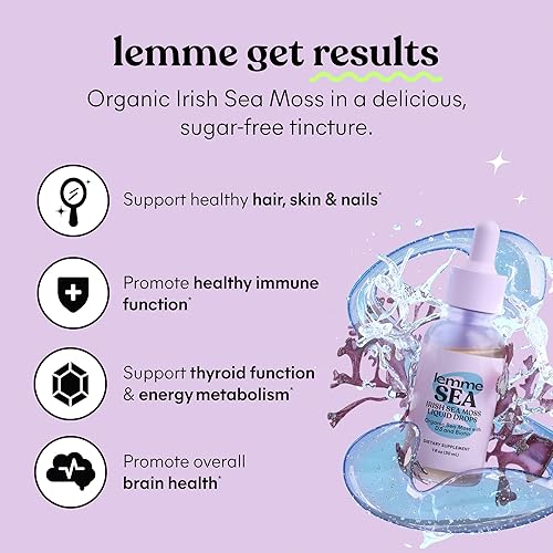 Miniatura 3 de Lemme Irish Sea Moss - Gotas líquidas orgánicas con vitamina D3 y biotina para apoyo de minerales traza, inmunidad, cabello, piel y uñas, salud