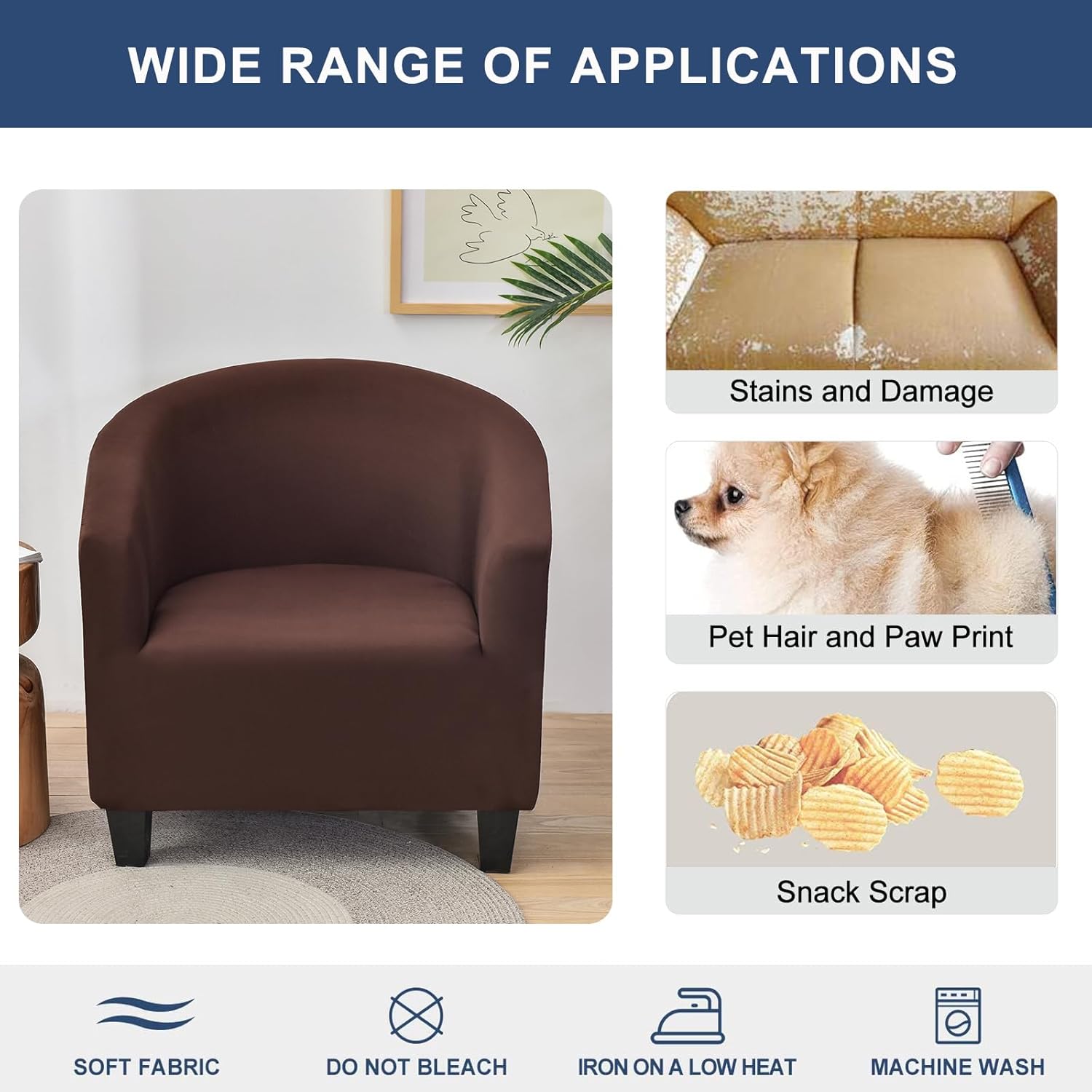 NILUOH Club Chair Slipcover Stretch Tub Chair Cover Barrel Chair Covers Armchair Covers Sofa Cover Furniture Protector for Living Room (05)