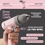 WORKPRO 12V Cordless Pink Drill Set, Electric Drill Kit with 3/8-Inch Keyless Chuck, 6 Pcs Bits, Variable Speed, 18 Touque Setting, Type-C Charge Cable, Led Light