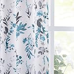 MYSKY HOME Curtains 72 inch Long Floral Curtains for Small Window Thermal Insulated Light Filtering Soft Curtain for Bedroom Bathroom Grommet Top Leaf Flower Drapes, 2 Panels, Navy Blue