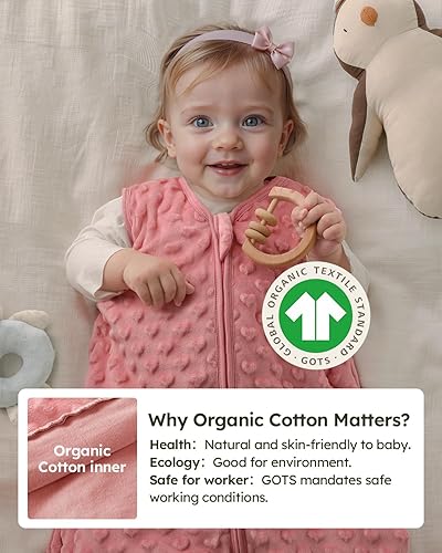 Miniatura 2 de Yoofoss TOG 1.5 - Saco de dormir de forro polar para bebé de 6 a 12 meses con puntos de felpa, manta para bebé con cremallera de 2 vías, saco de