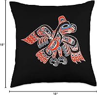 Vista 4 de Alaska Native Culture Lover - DressedForDuty Alaska Native American Art Tlingit Haida Eagle Tribal - Almohada de 18 x 18 pulgadas, multicolor