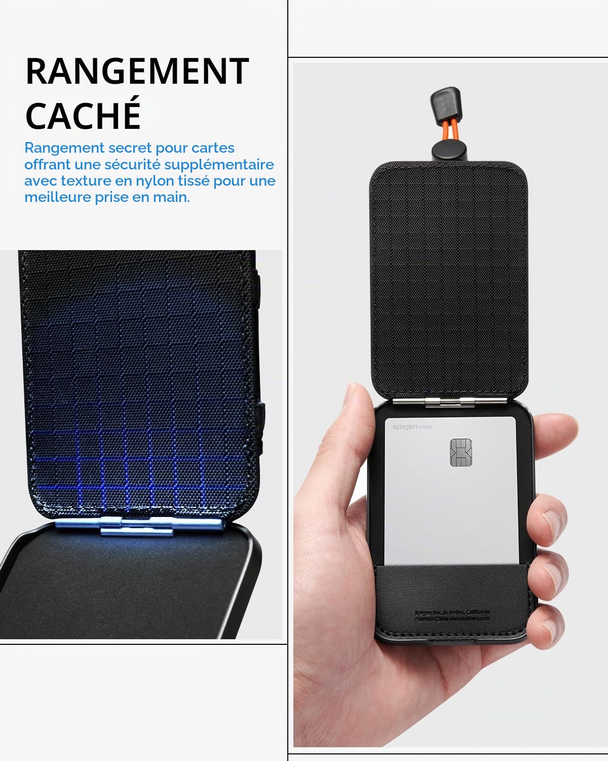 Spigen TieFit MagFit Porte-Cartes magnétique 2-3 Cartes, Support Multifonction Compatible avec Les séries iPhone 17/16/15 MagSafe, Pixel Snap – Noir