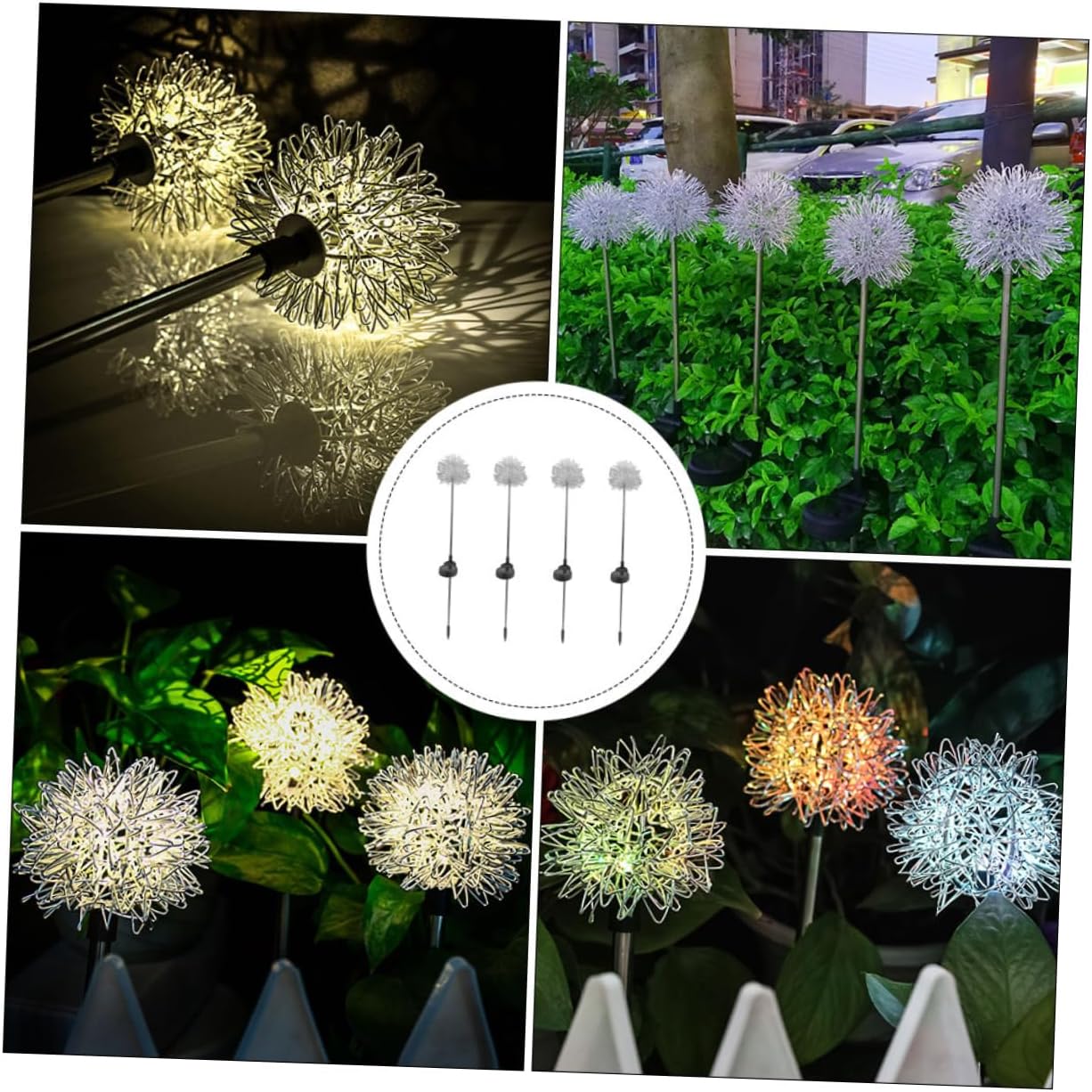 Toyvian 4pcs Dandelion Floor Lamp Solar Ground Stake Lights Led Decorative Landscape Light for Outdoor Home Decor