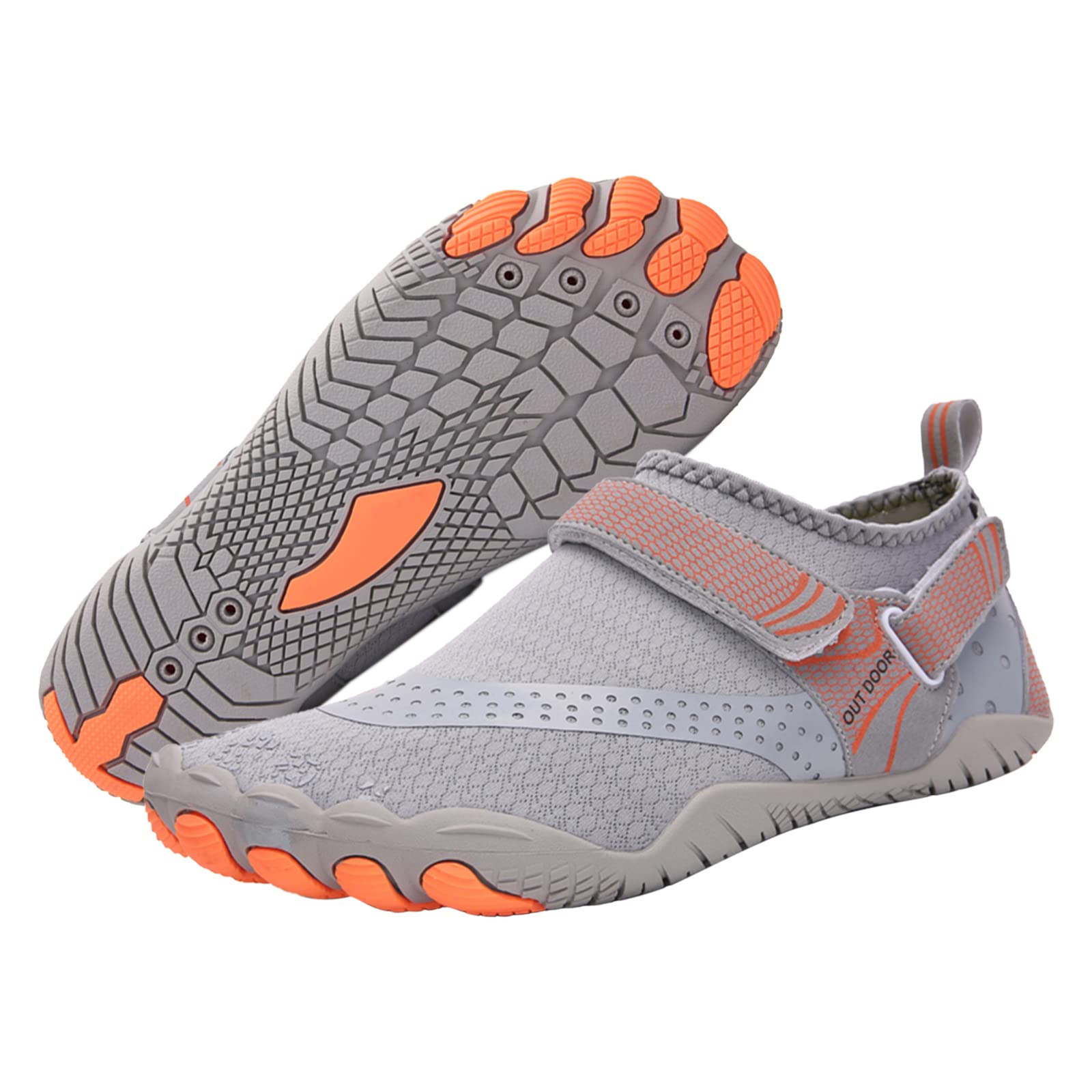 deenor Mens Water Shoes Quick Dry Wide Toe Barefoot Aqua Shoe Adjustable Velcro Athletic Shoes for Swim Beach Surf Diving Size 7-12