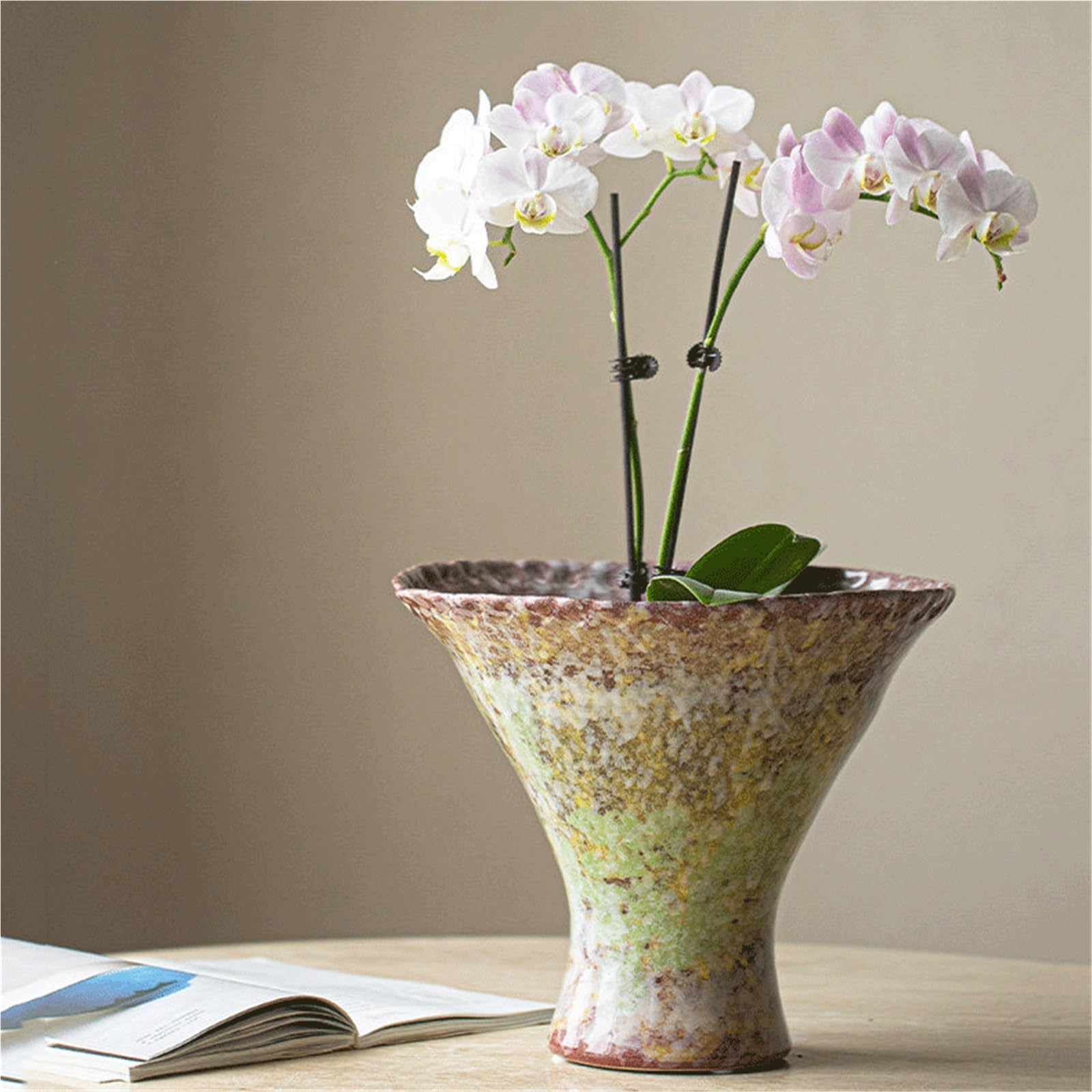 Doniczki zewnętrzne Kolorowe, przeszklone ceramiczne doniczki, odpowiednie do storczyków i Phalaenopsis w pomieszczeniach, wykonane z gliny Doniczki