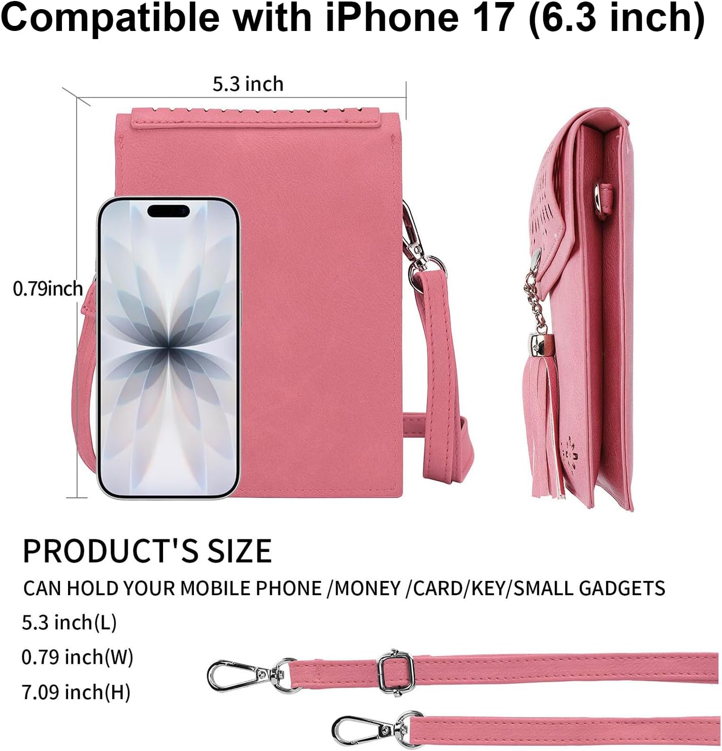 seOSTO Womens Small Crossbody Bag For Woman, Tassel Wallet Purse,Gifts For Teenage Girls - Image 3